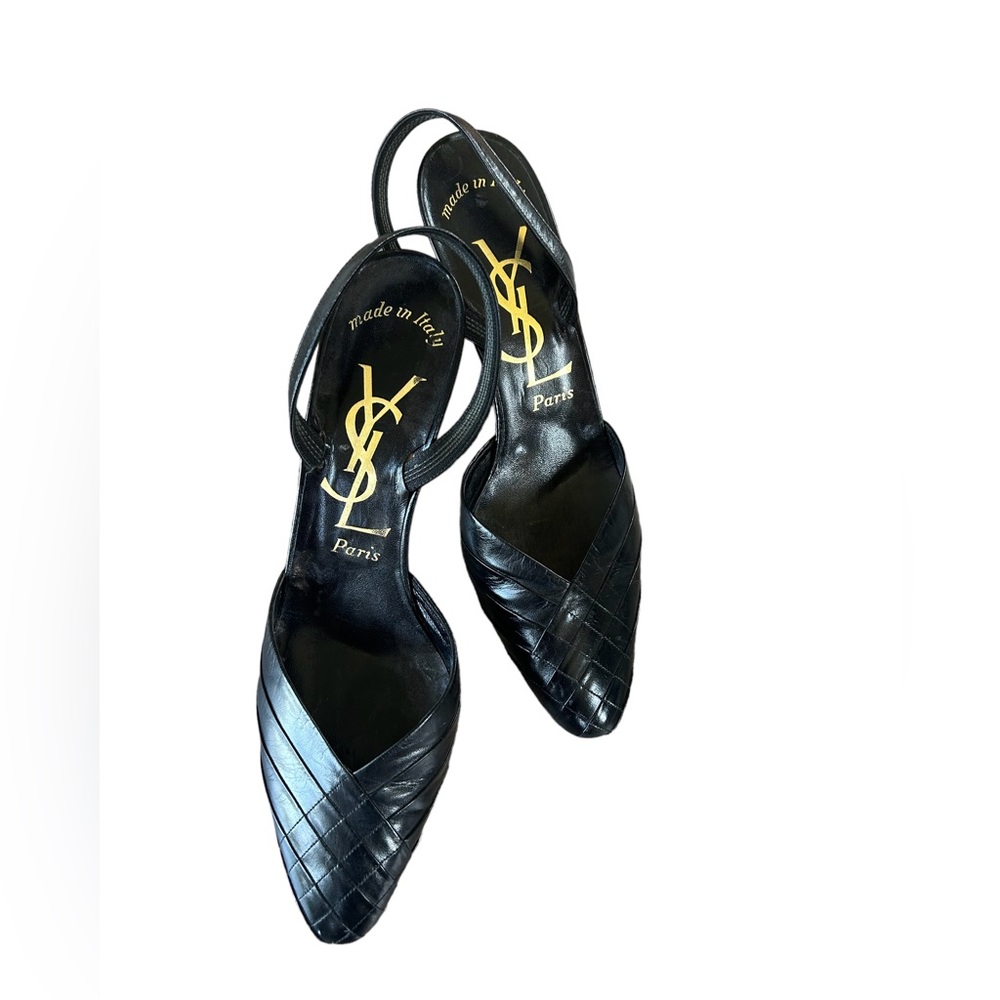 YvesSaintLaurent Made in Italy Leather Slingback Shoes-Size 9.5M-Awesome shape!